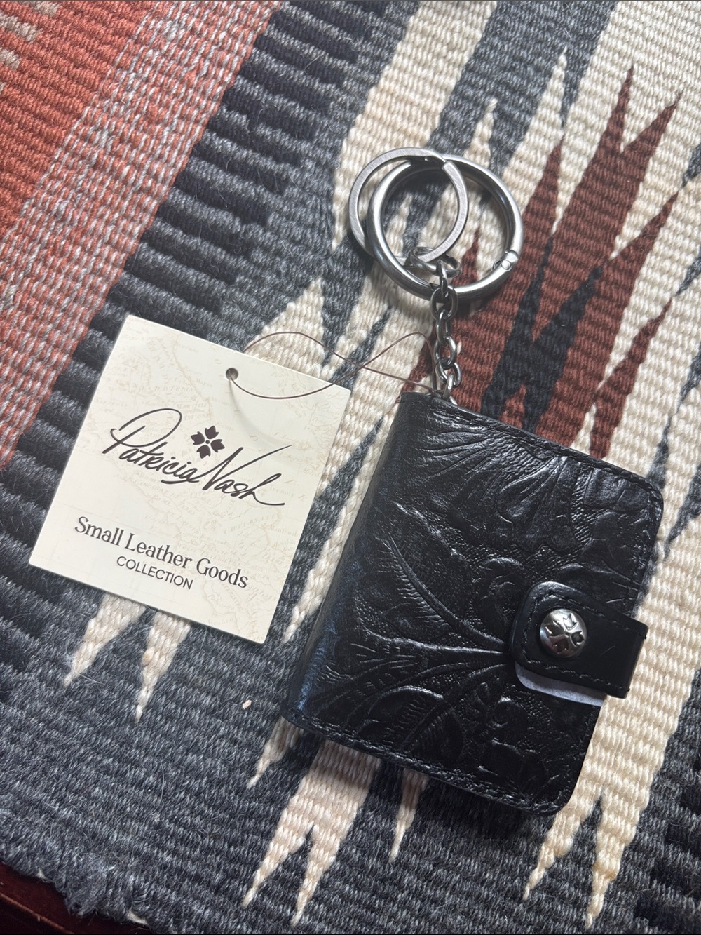 Patricia Nash Black Embossed Leather Notebook Keychain
